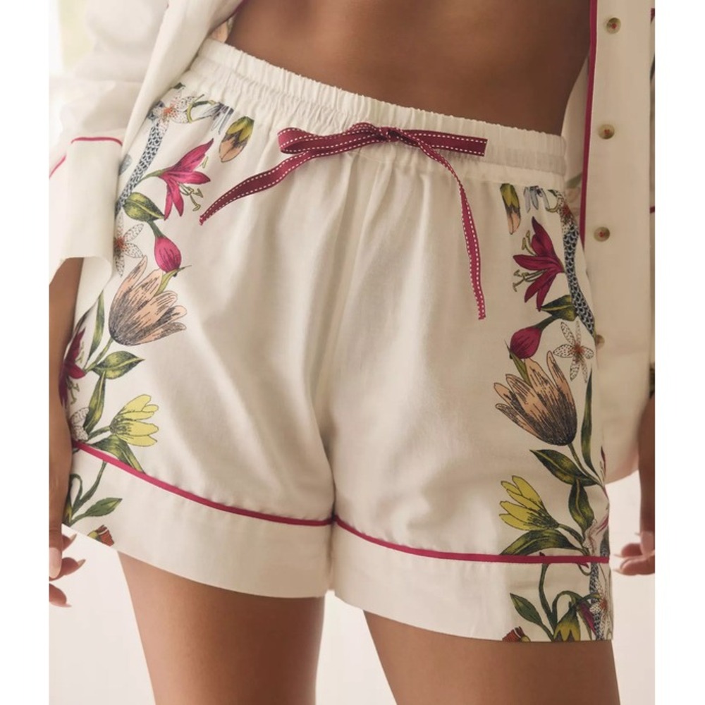 Anthropologie Flannel Pajama Sleep Short Size Large Bottom Beautiful Floral